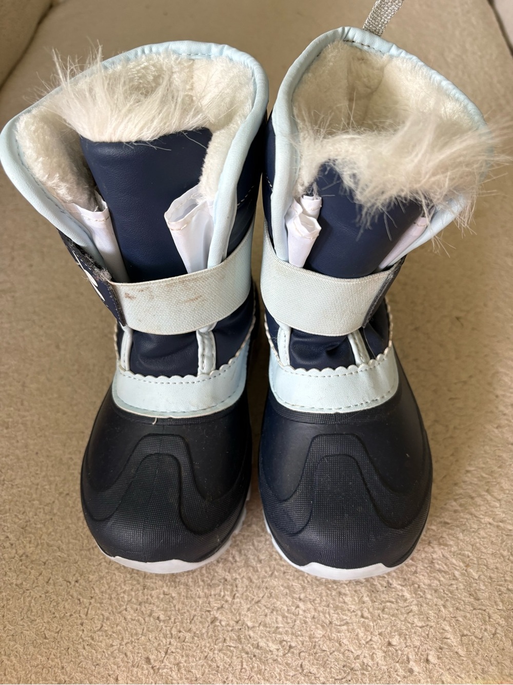 Kids Navy and Light Blue Insulated Snow Boots